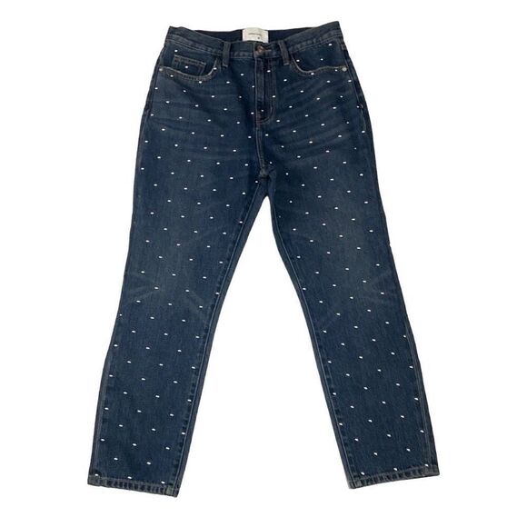 Current/Elliott The Vintage Cropped Slim High Rise Studded Jeans Women’s Size 28 - Picture 1 of 12